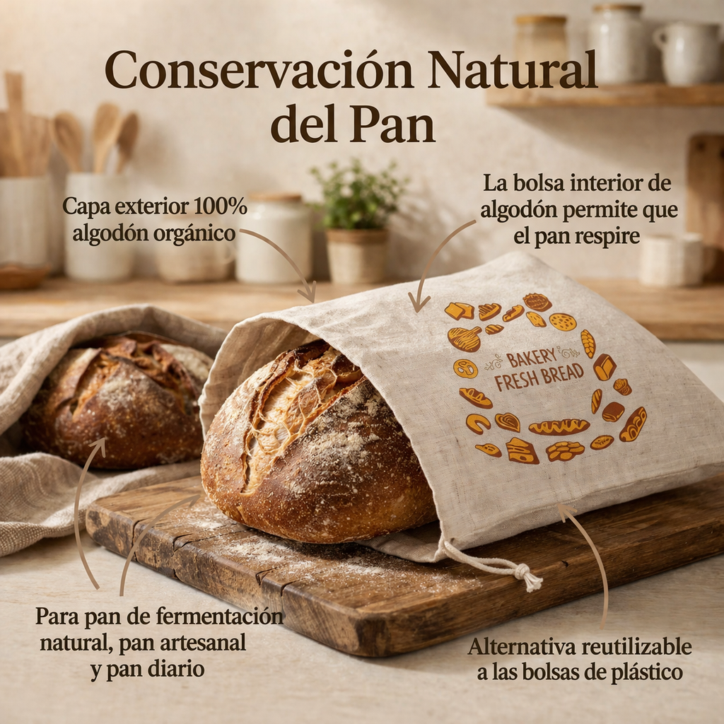 Bolsas para pan de alta calidad, 100 % algodón y cera de abeja