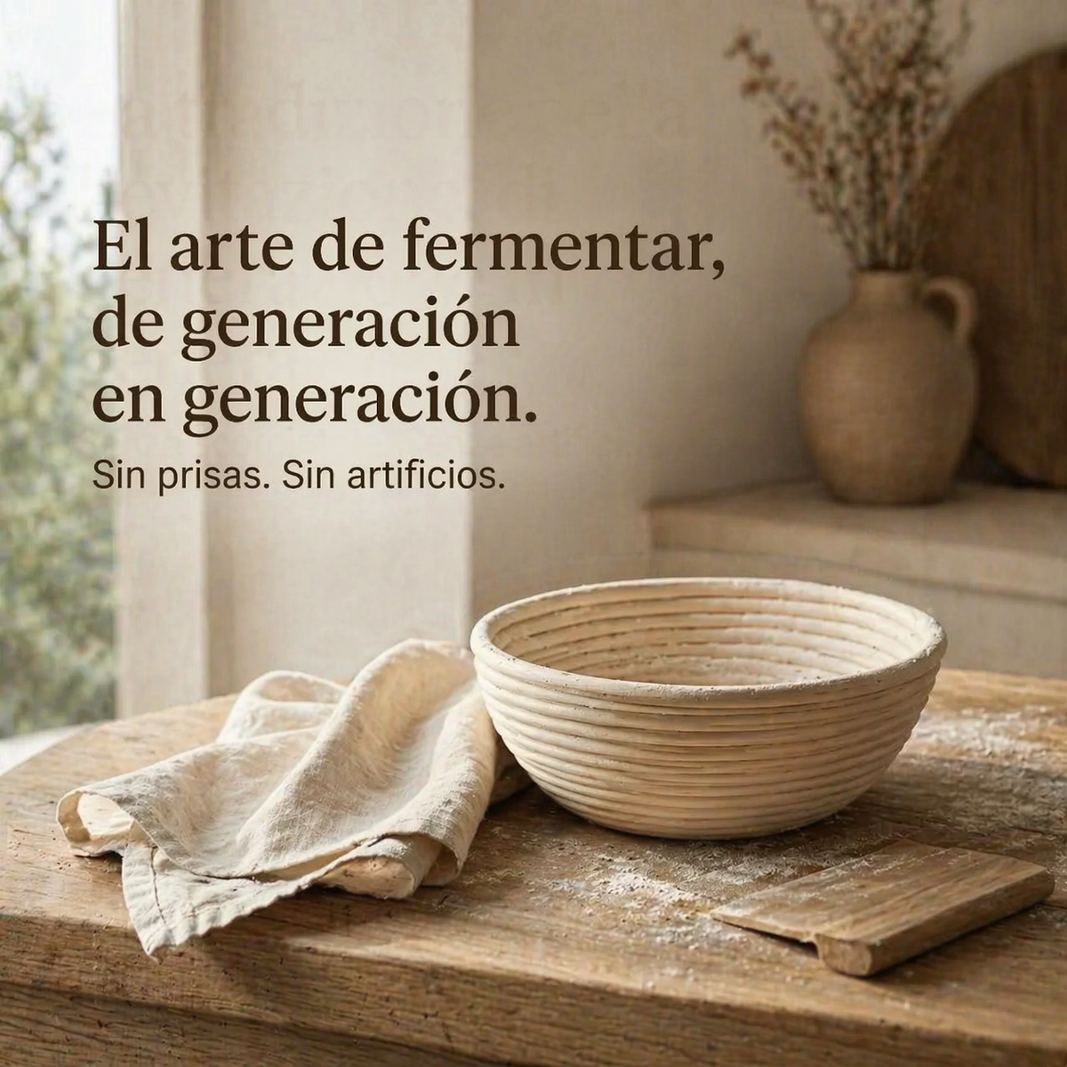 Cesta de fermentación de ratán natural