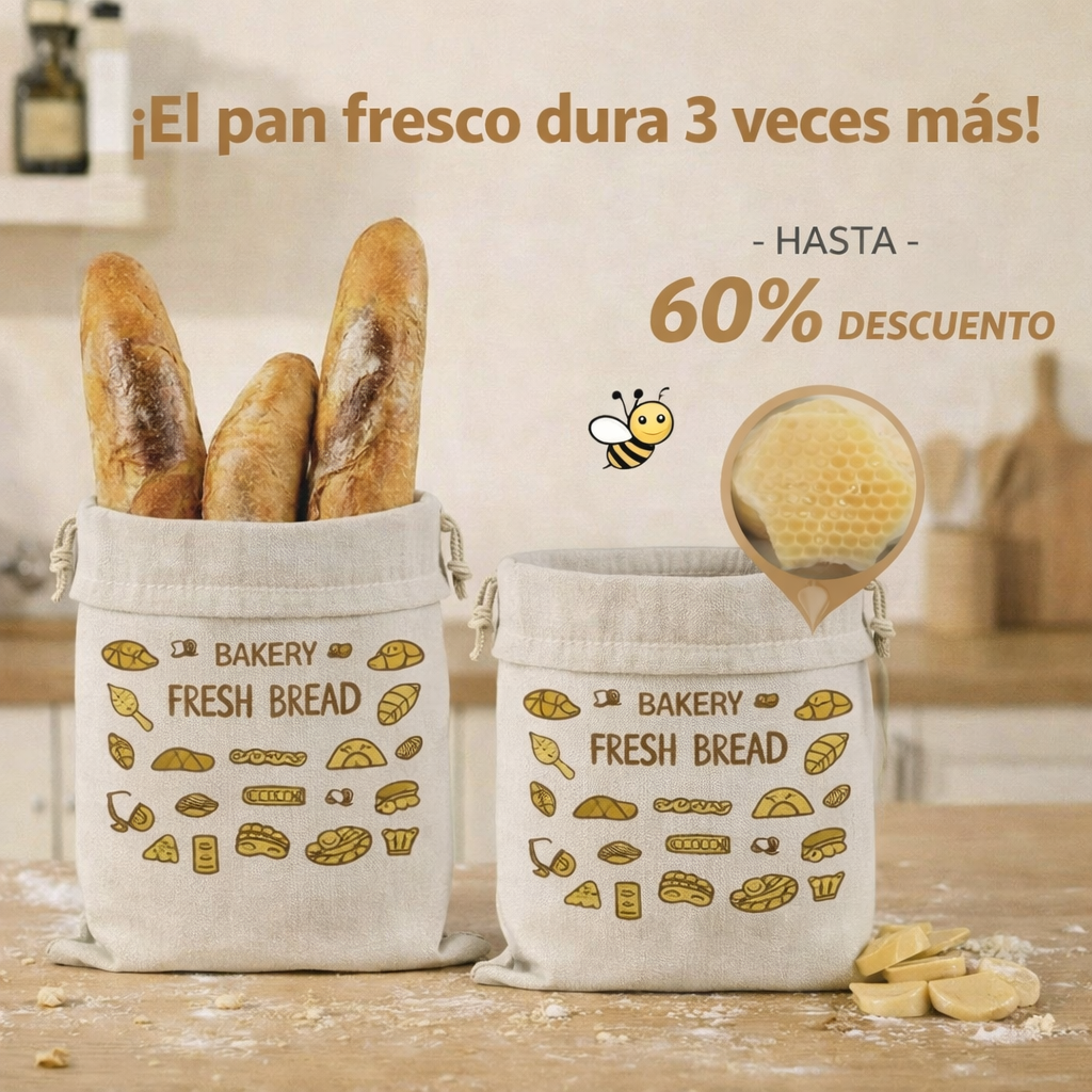 Bolsas para pan de alta calidad, 100 % algodón y cera de abeja